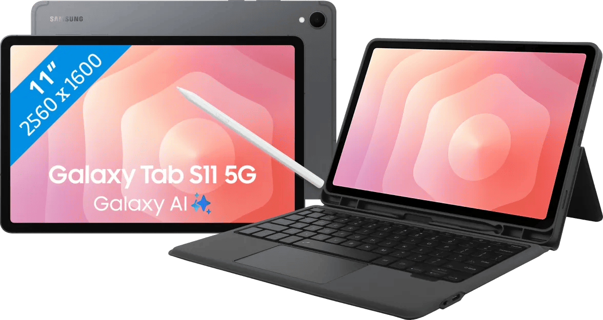 Samsung Galaxy Tab S11 11 inch 128GB Wifi + 5G Grijs EE + BlueBuilt Toetsenbordhoes QWERTY