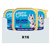 16x Edgard & Cooper Kattenvoer Adult Pate Zalm - Kip 85 gr