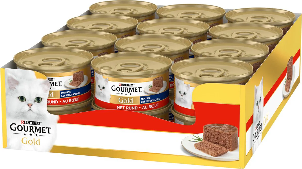 24x Gourmet Gold Kattenvoer Nat Mousse Rund 85 gr