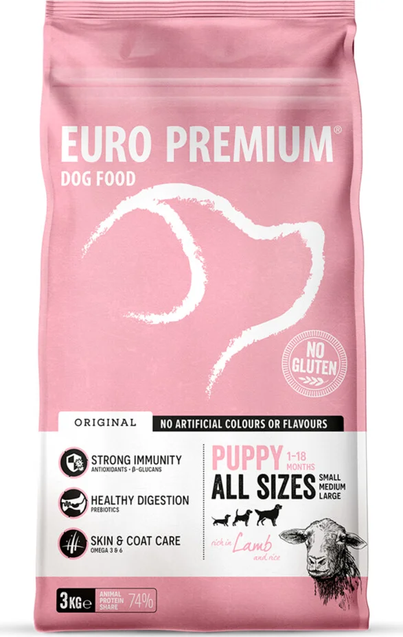 4x Euro-Premium Puppy Lam - Rijst 3 kg