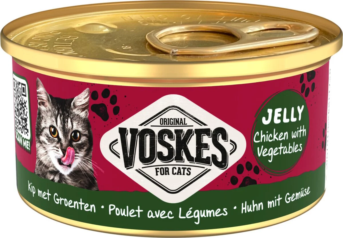 24x Voskes Kattenvoer Nat Gelei Kip & Groenten 85 gr