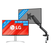 LG 27UP850K-W.AEU + BlueBuilt Monitorarm Gasveer voor 1 Monitor
