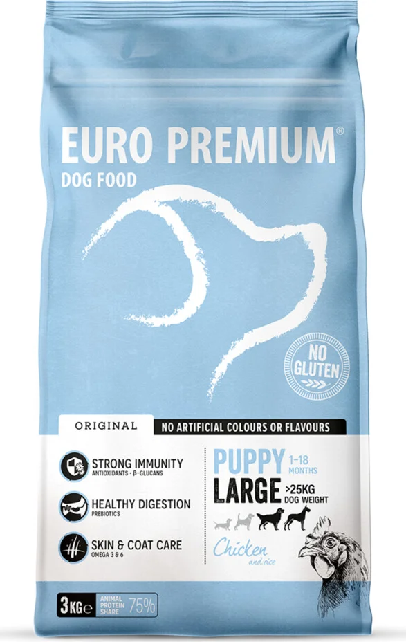 4x Euro-Premium Puppy Large Kip - Rijst 3 kg