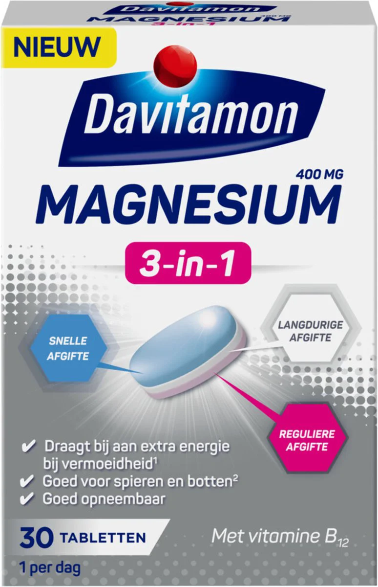 4x Davitamon Magnesium 3 in 1 30 tabletten
