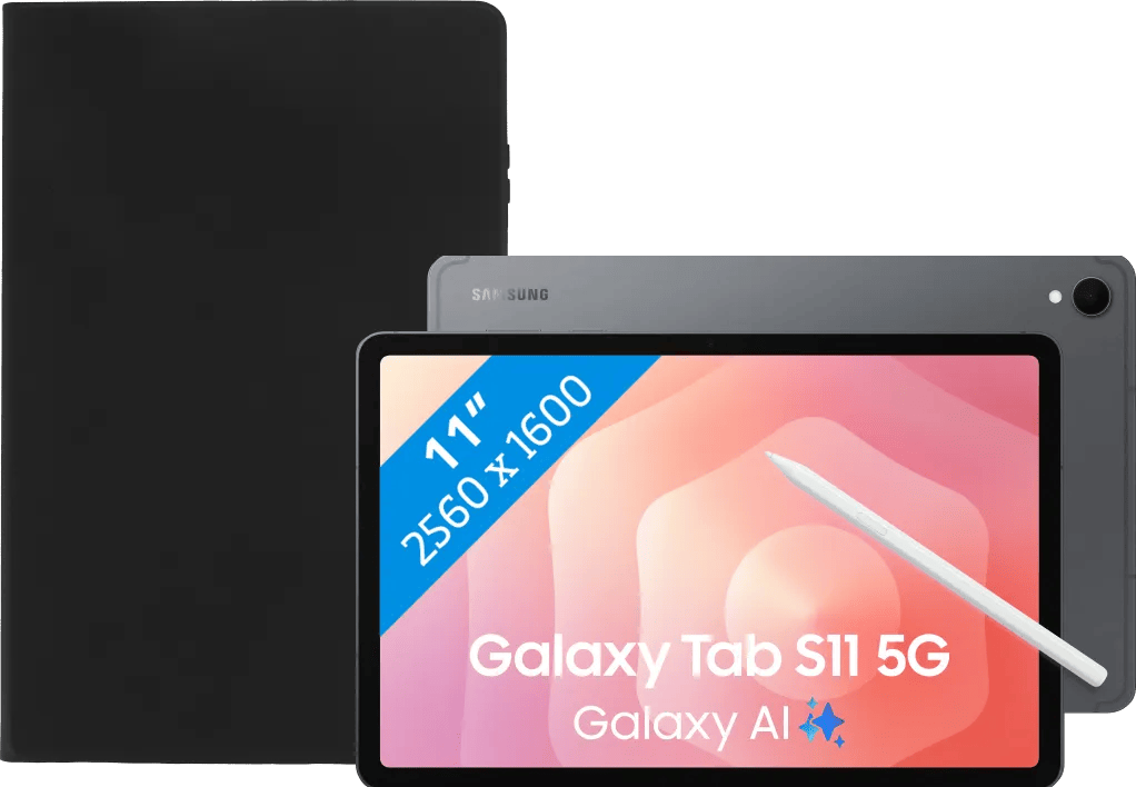 Samsung Galaxy Tab S11 11 inch 128GB Wifi en 5G Grijs + Book Case Zwart