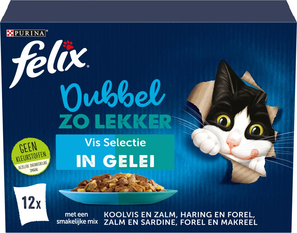 Felix Kattenvoer Nat in Gelei Dubbel Zo Lekker Vis 12 x 85 gr