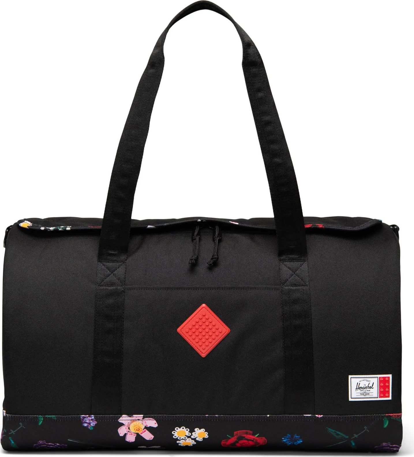 LEGO Herschel Heritage weekendtas - zwart met dwarrelende bloemen