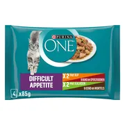 Purina ONE Kattenvoer Nat Adult Difficult Appitite Kip 4 x 85 gr