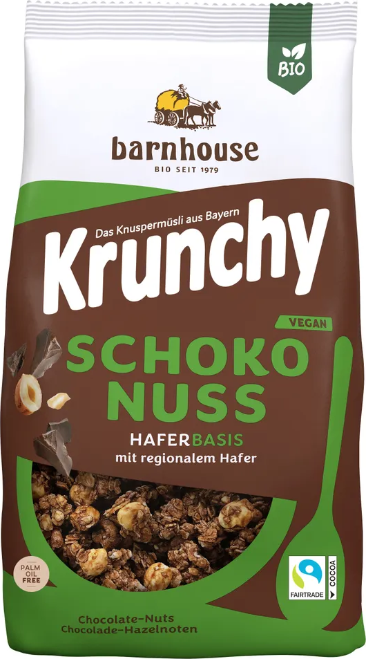 Barnhouse Krunchy Chocolade - Hazelnoten 375GR