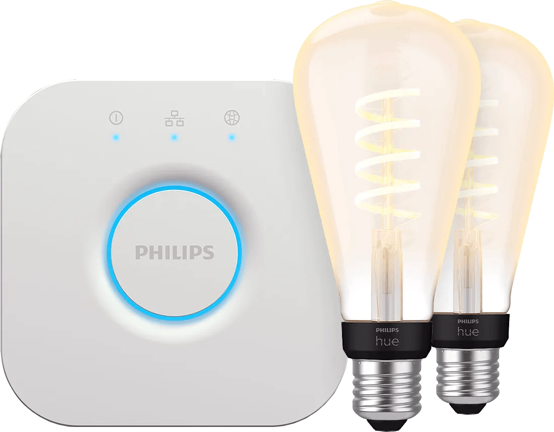 Philips Hue Filament White Ambiance Edison XL 2-Pack + Bridge