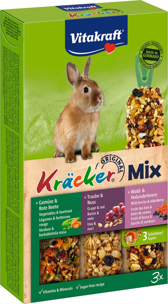 Vitakraft Konijn Kracker Noten - Bosbessen - Groente 3 stuks