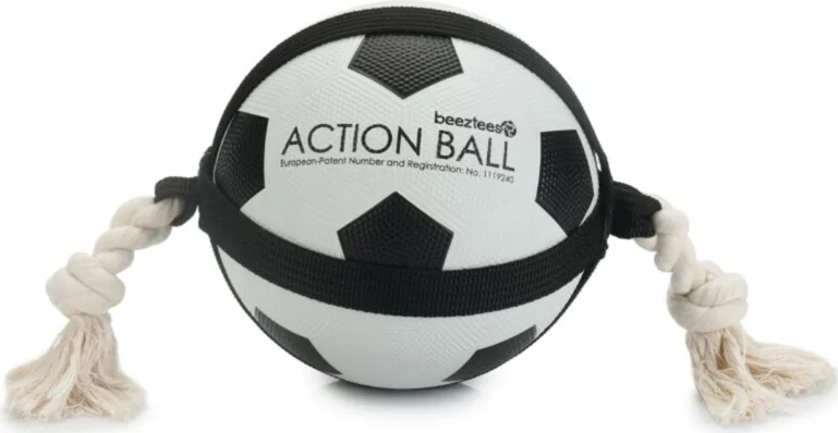 Beeztees Action Voetbal Met Touw Blauw 19 cm