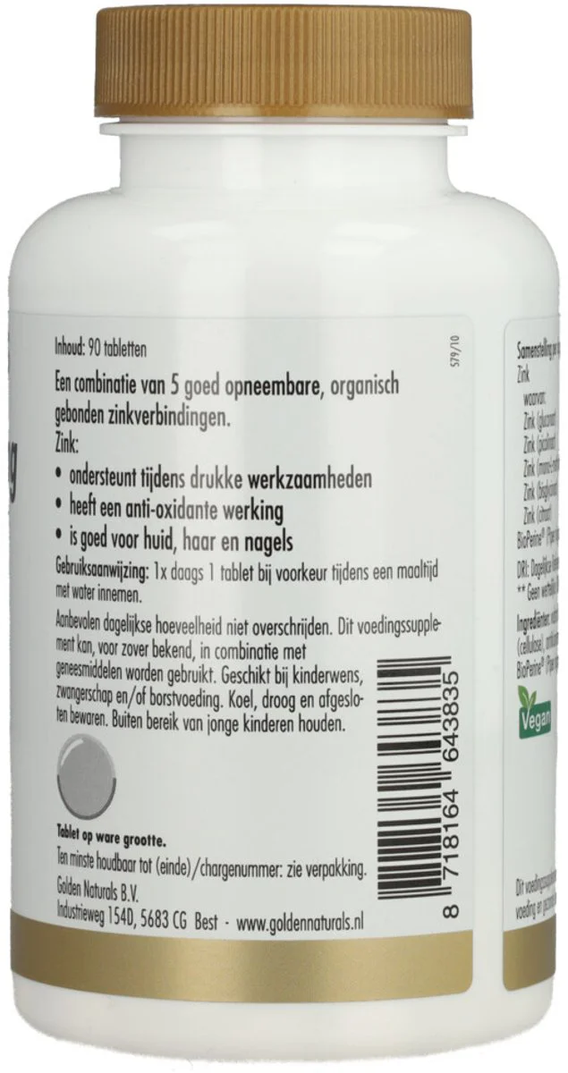 2x Golden Naturals Multiple Zink 25mg 90 tabletten