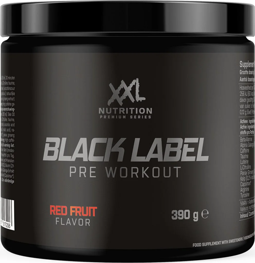 XXL Nutrition Pre Workout Black Label Framboos 390 gr