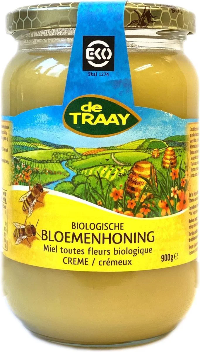 De Traay Bloemenhoning Crème EKO 900GR