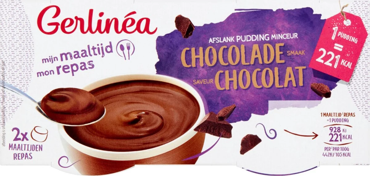 Gerlinea Pudding Chocolade 2 Pack 2 x 210 gr