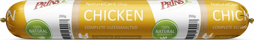 Prins NatureCare Hypoallergeen Hondenvoer Worst Kip 250 gr