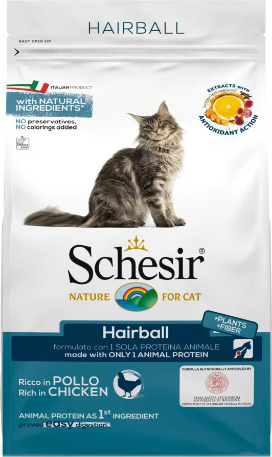 6x Schesir Kattenvoer Dry Hairball Kip 1,5 kg