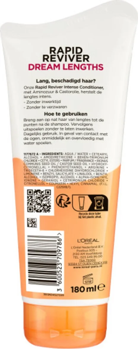 6x L'Oréal Elvive Dream Lengths Rapid Reviver Conditioner 180 ml