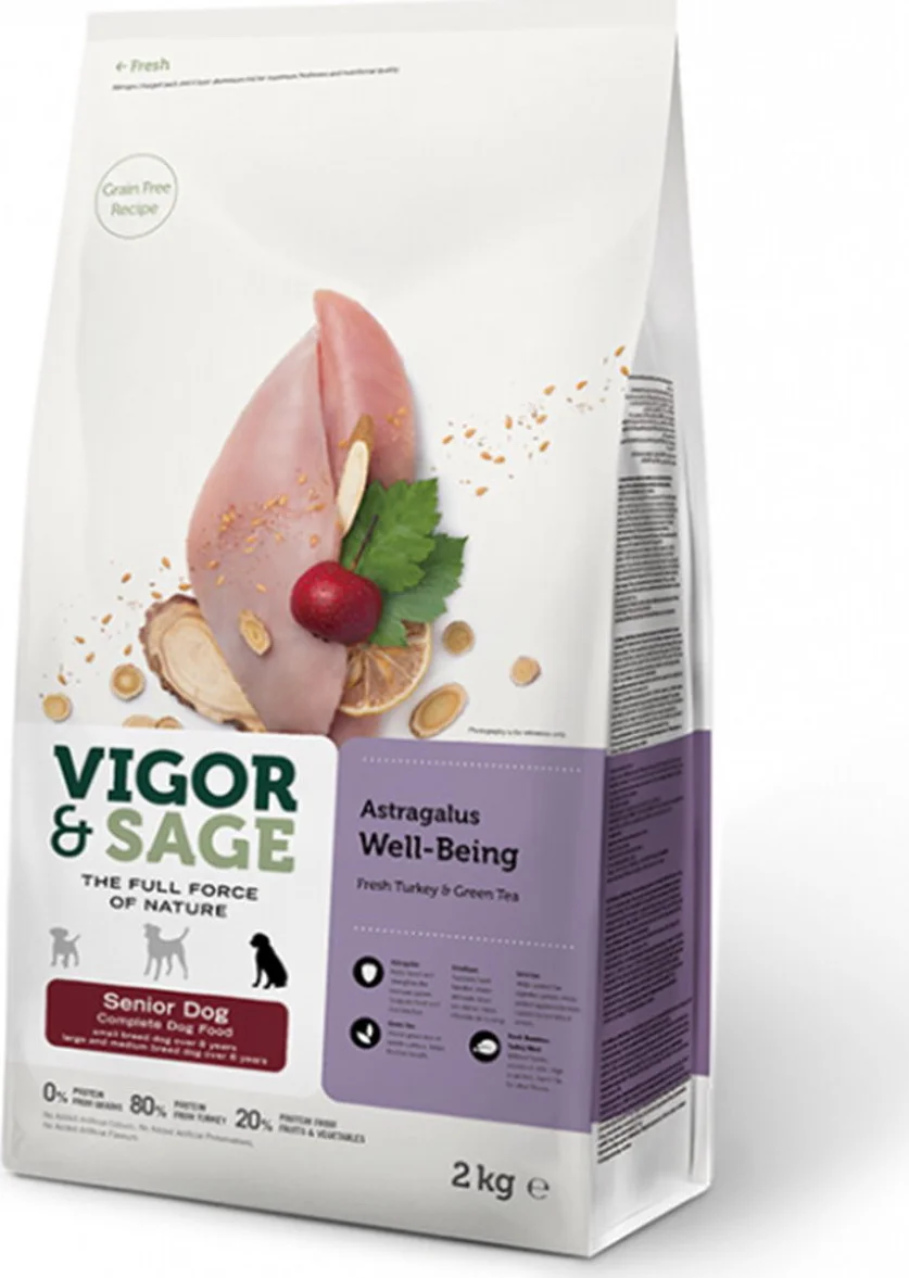 Vigor & Sage Hondenvoer Senior Well-Being Astragalus 2 kg