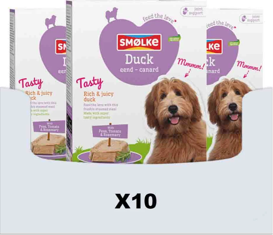 10x Smolke Hondenvoer Vers Gestoomd Eend 395 gr