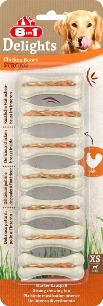 8in1 Delights Bones Strong Kip XS 7 stuks