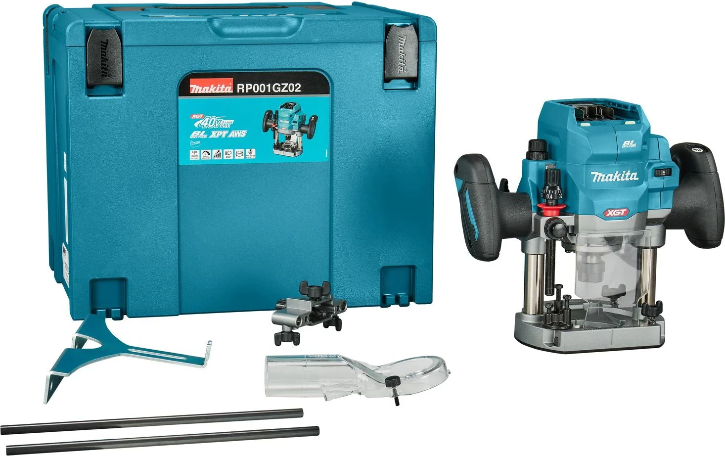Makita RP001GZ02 Accu bovenfrees met AWS XGT 40 V Max Basic Body in Mbox