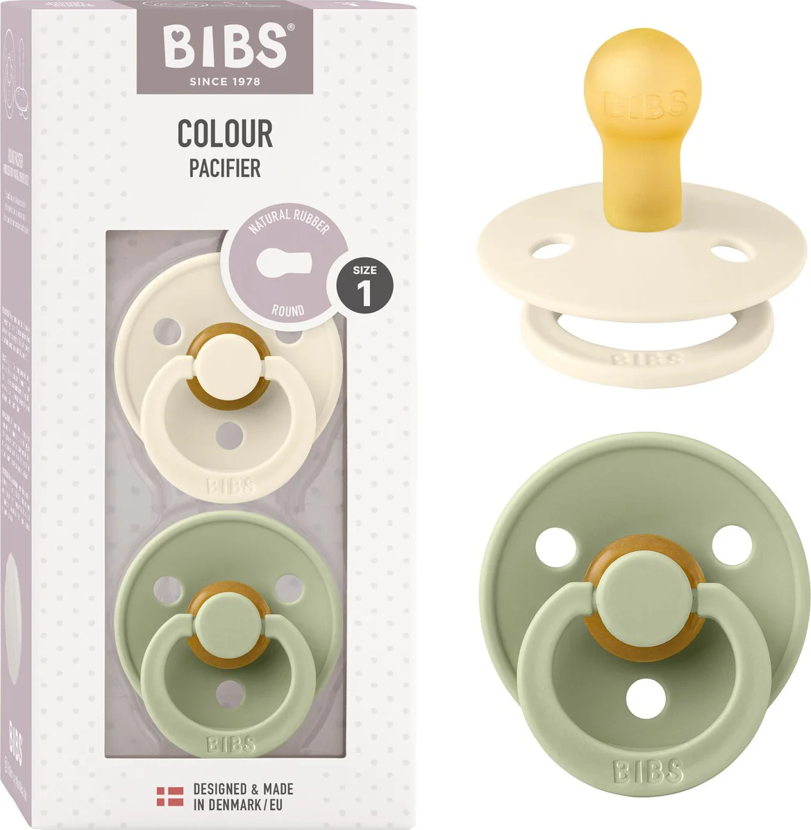 BIBS Fopspeen 0-6 Maanden Ivory/Sage 2ST