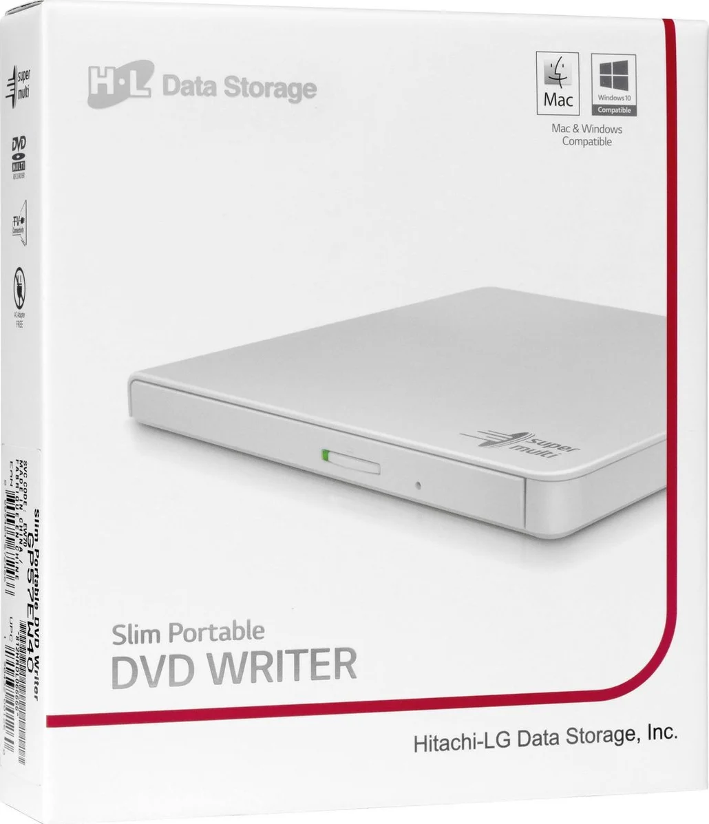 Hitachi-LG Slim Portable DVD Writer GP57EW40.AHLE10B