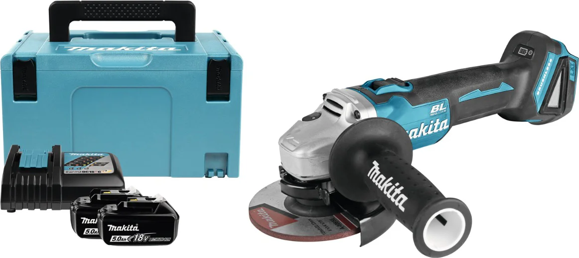 Makita DGA504RTJ Accu Haakse Slijper 125mm 18V 5.0Ah in Mbox