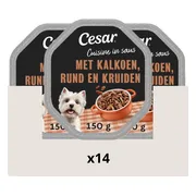 14x Cesar Cuisine in Saus Kuipje Kalkoen en Rund 150 gr
