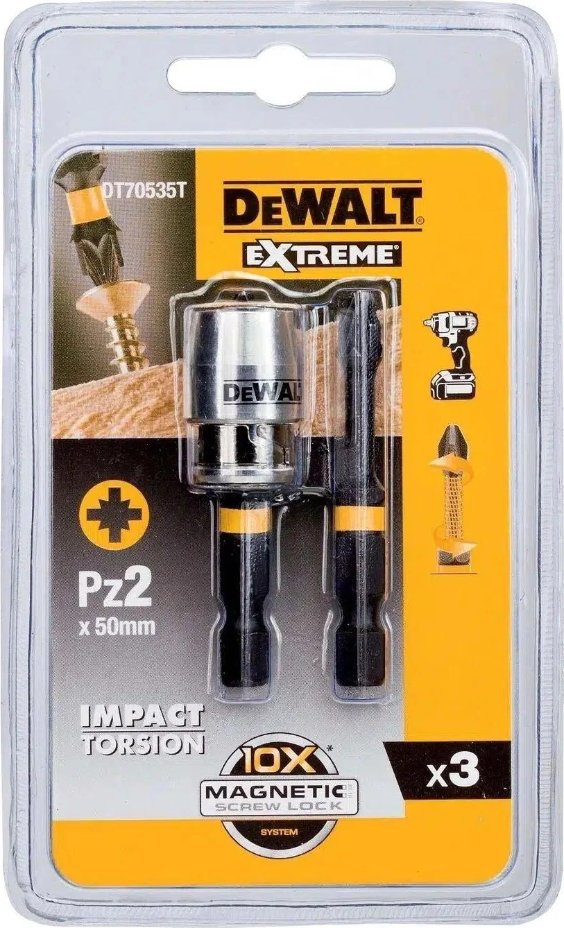 DeWALT DT70535T Extreme Impact Torsion Schroefbits PZ2 50mm + MagLock Bithouder