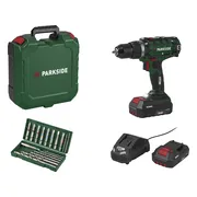 PARKSIDE Accu-schroefboormachine set 20 V 45 Nm, met accu 2 Ah en lader 2,4 A, incl. 17-delige accessoireset