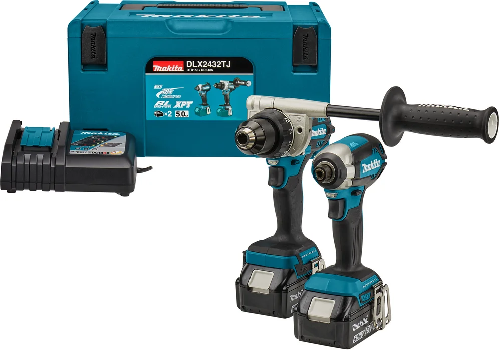 Makita DLX2432TJ Accu Combiset 2-delig (DDF486 + DTD153) 18V 5.0Ah in Mbox
