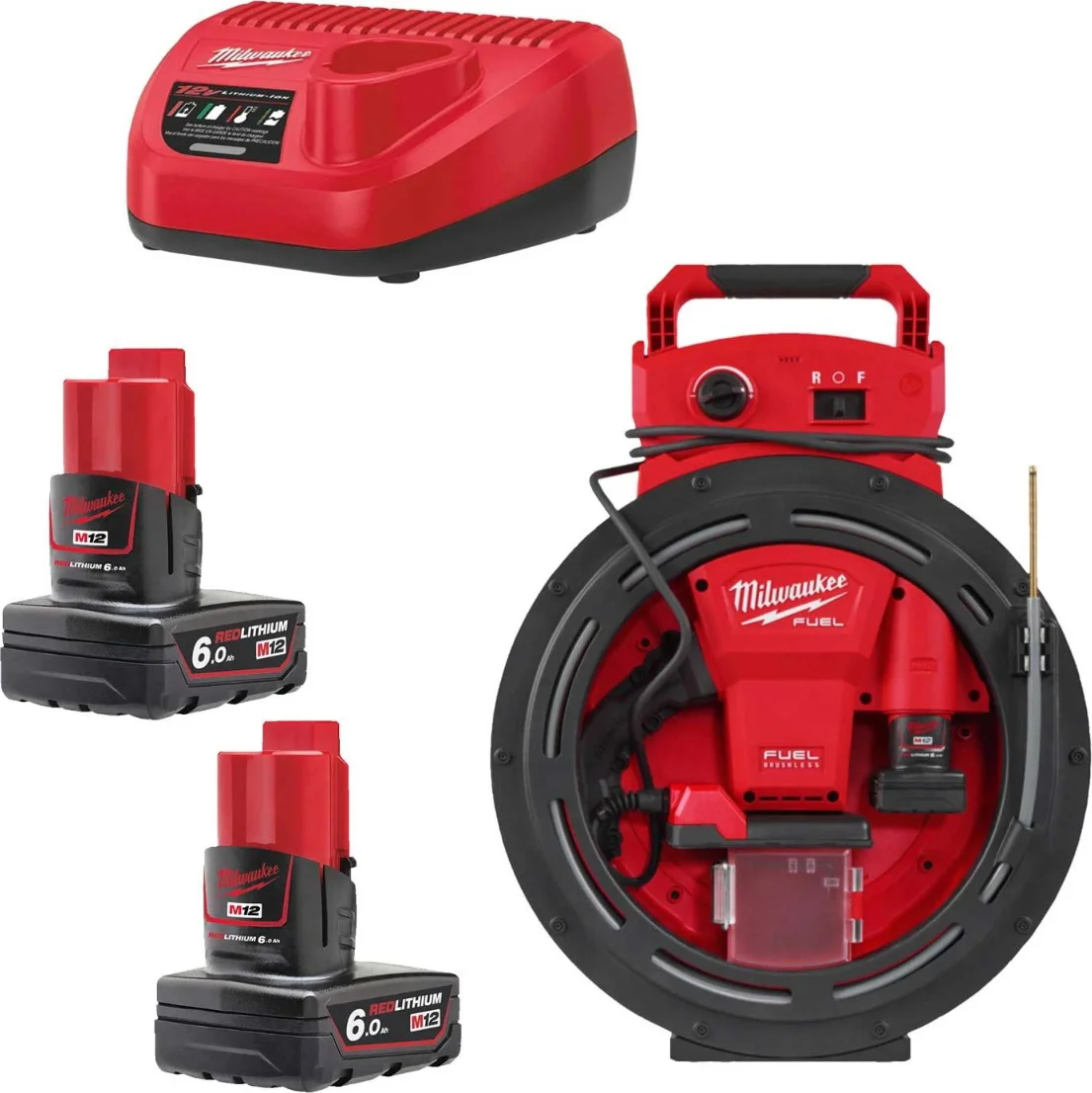 Milwaukee M12 HSFSM-602 Hoge snelheid rioolreinigingsmachine 12V 6.0Ah - 4933498378