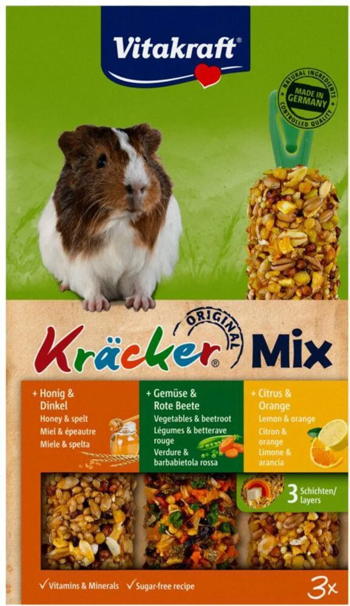 Vitakraft Cavia Kracker Trio Honing - Groente - Citrus 3 stuks
