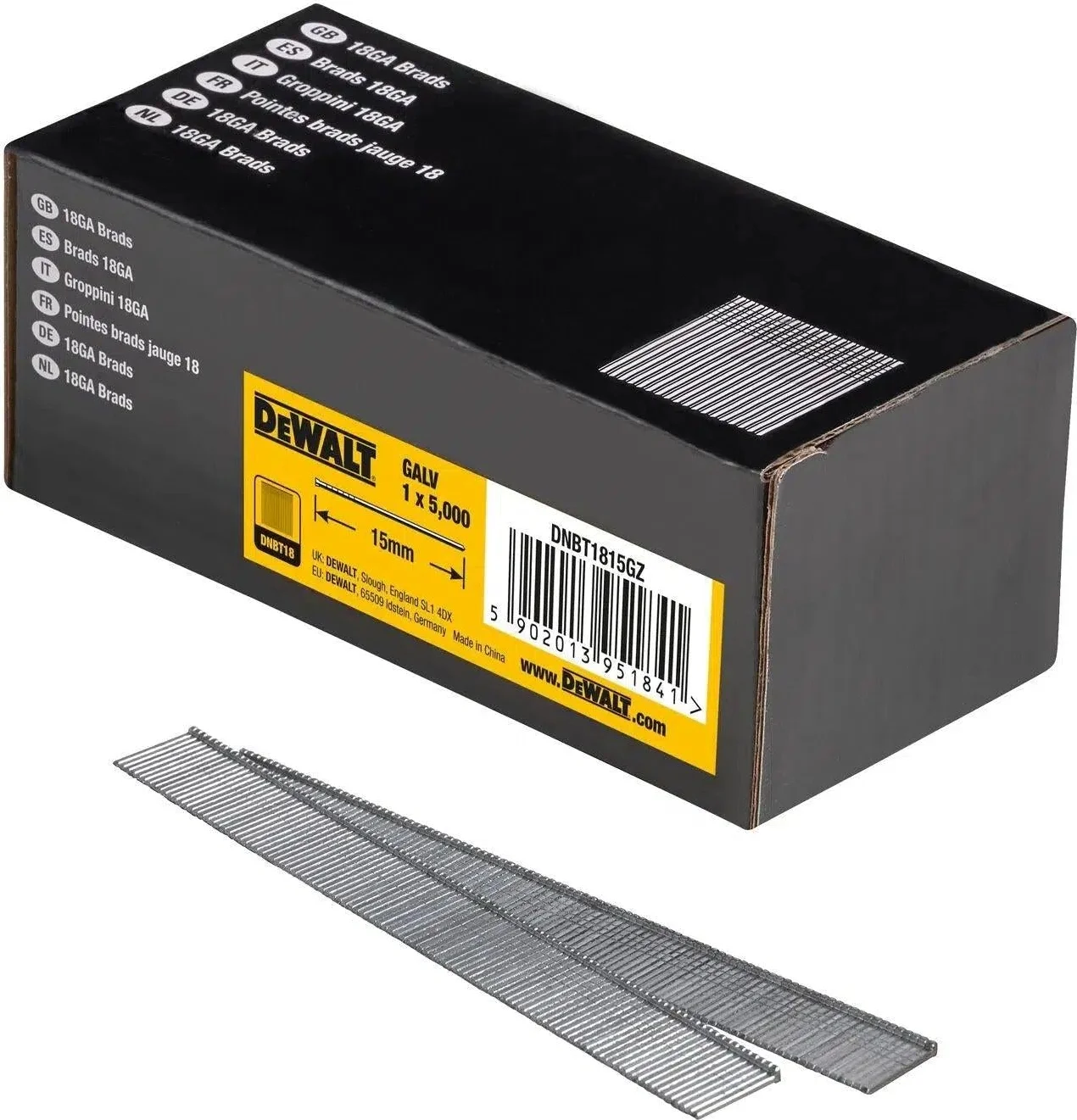 DeWALT DNBT1815GZ 1.25x15mm VE=5000 18 Gauge GAL Spijkers