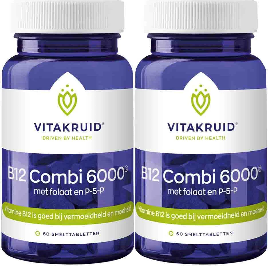 2x Vitakruid B12 Combi 6000 met folaat en P-5-P 60 tabletten