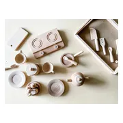 Natuurlijk Houten Speelgoed Keuken Set - 24 Delig Accessoires Houten Keuken Set – Houten Speelgoed – Duurzaam Speelgoed Fornuis Set – Natuurlijk Houten Keuken Set - WoodyDoody