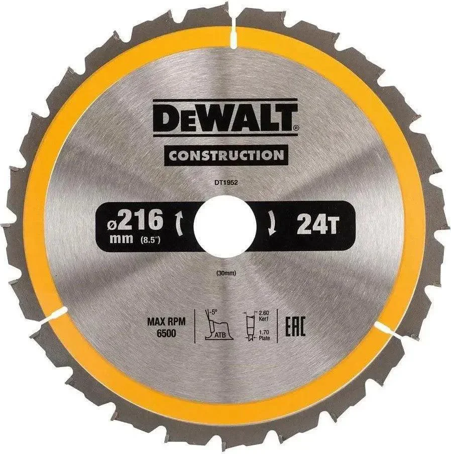 DeWALT Cirkelzaagblad voor Hout | Construction | Ø 216mm Asgat 30mm 24T - DT1952-QZ