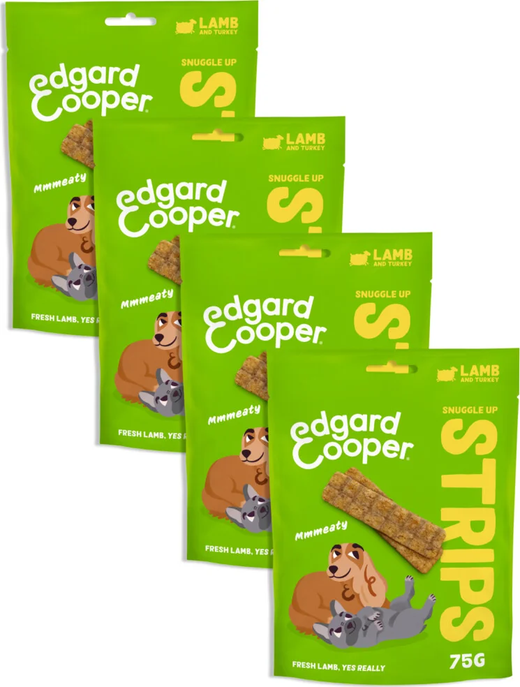 4x Edgard & Cooper Adult Strips Lam & Kalkoen 75 gr