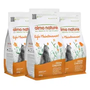 3x Almo Nature Kattenvoer Droog Life Maintenance Kip & Rijst 400 gr
