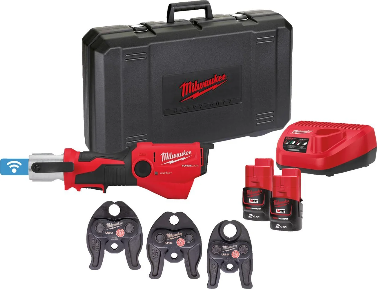 Milwaukee M12 ONEHPT-202C U-Set FORCE LOGIC™ Accu hydraulische perstool 12V 2.0Ah in koffer - 4933481037