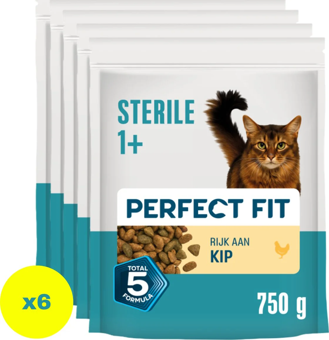6x Perfect Fit Droogvoer Steriel Kip 750 gr