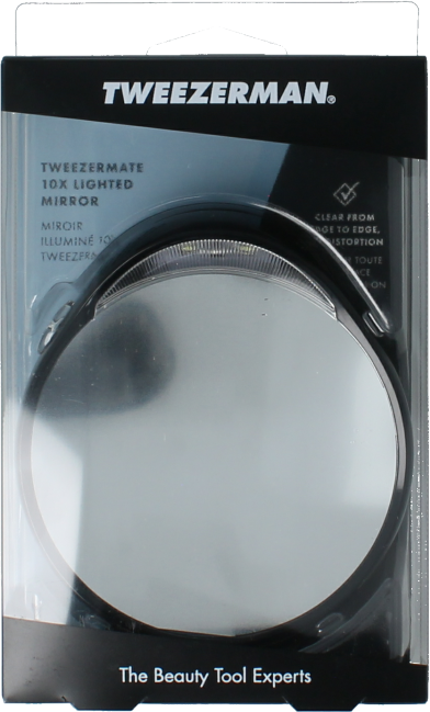 Tweezerman Tweezermate Verlichte Make-Up Spiegel 10x Vergroting – Compacte Led Spiegel Voor Precisie Epileren, Make-Up En Wenkbrauwverzorging - Inclusief Batterijen - Beauty Tool Voor Thuis En Onderweg