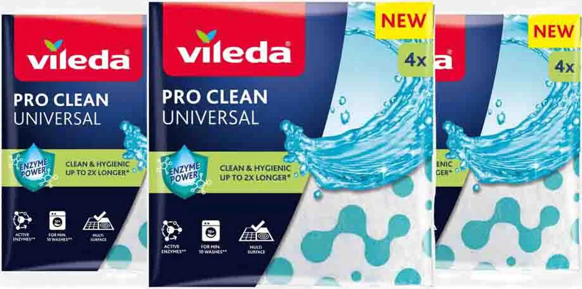 3x Vileda Doek Universeel Pro Clean Universal 4 stuks