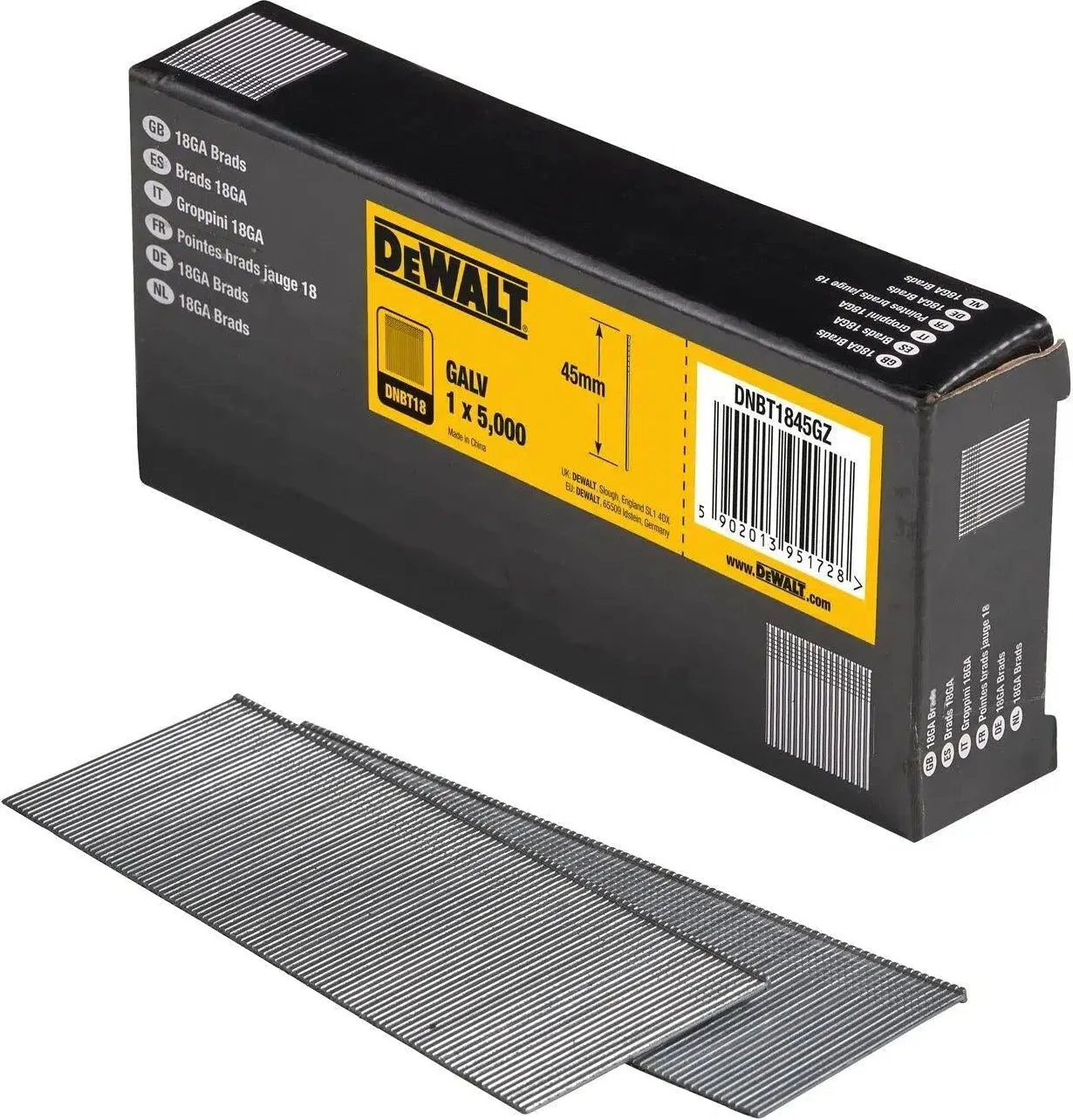 DeWALT DNBT1845GZ 1.25x45mm VE=5000 18 Gauge GAL Spijkers