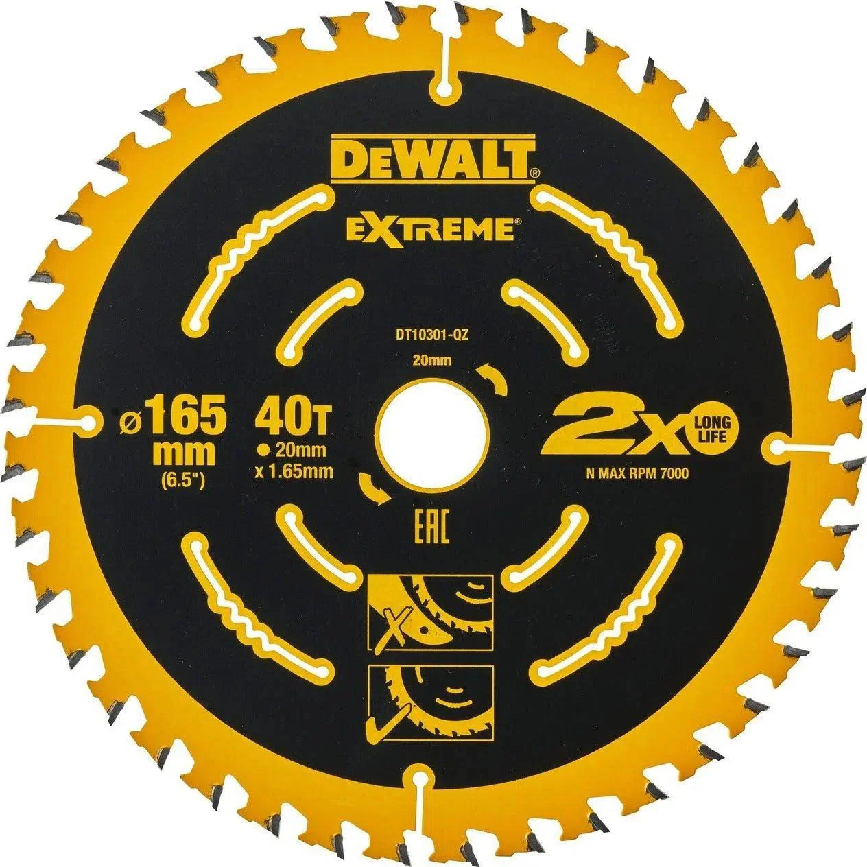 DeWALT Cirkelzaagblad voor Multimaterial | Extreme | Ø 165mm Asgat 20mm 40T - DT10301-QZ