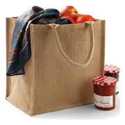 Jute boodschappentas/shopper 30 x 30 x 19 cm - 2x - klein - Naturel goodiebag 14 liter