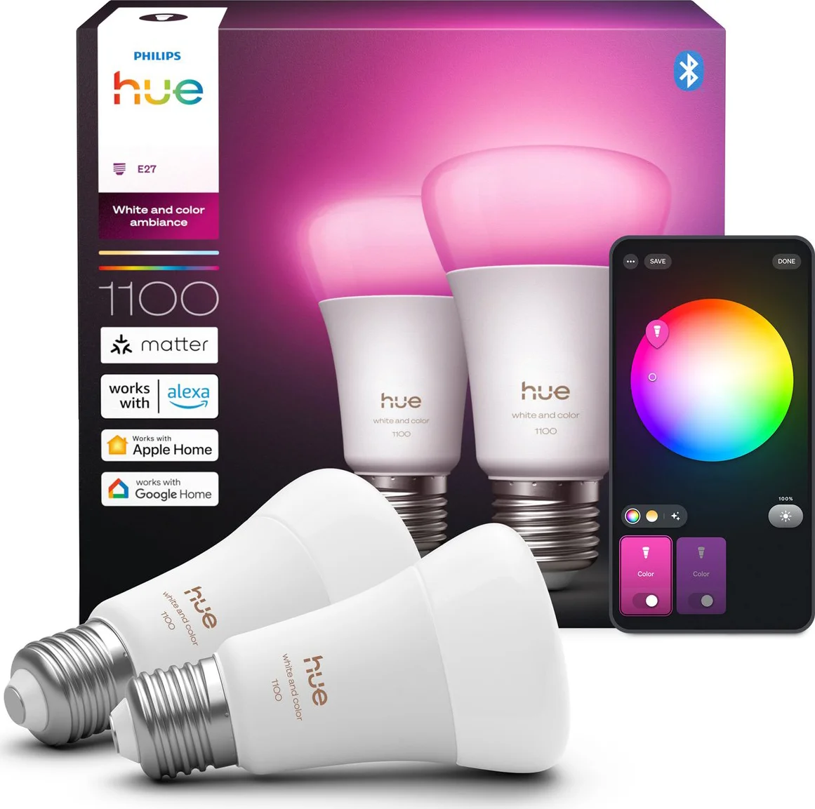 Philips Hue A67 White and Color E27 1100lm 2-pack